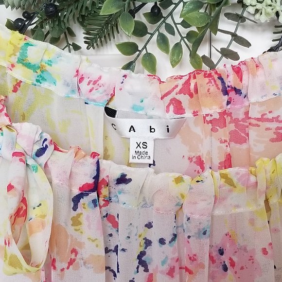 EUC CAbi Watercolor Dolman Peasant Blouse - Picture 3 of 5